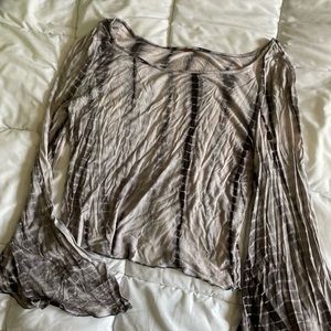 Free People Tie-dye Bell-sleeved Top Sz M